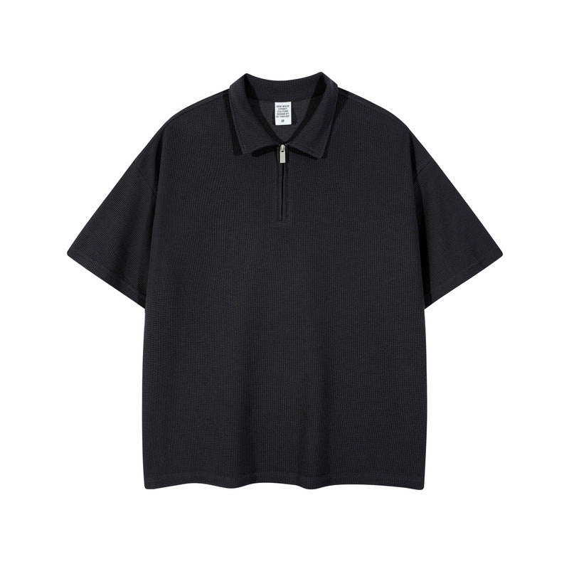 Fashion Men’s Zip-Up Polo Shirt Short Sleeve